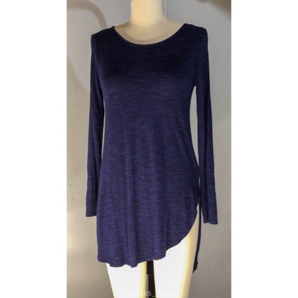 Apt 9 Navy Marled Long Sleeve Tunic Top S